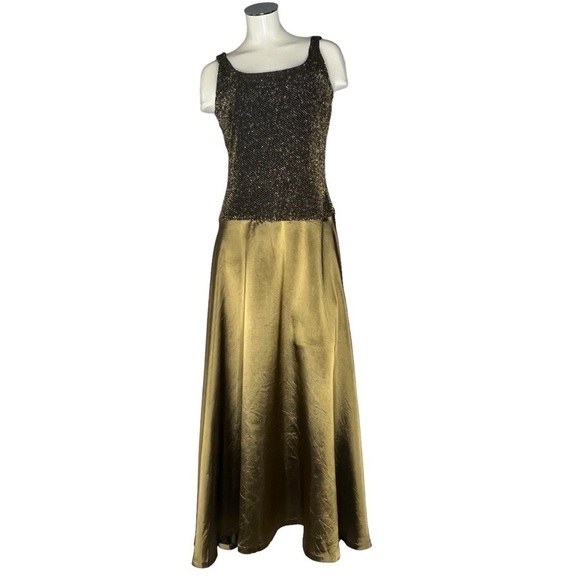 JS Collections Dresses & Skirts - JS COLLECTIONS Metallic Gold Sleeveless Maxi Dress Evening Gown Size 12